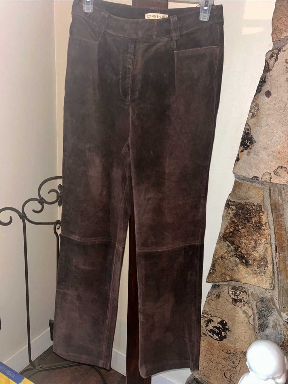 bebe Dark Brown suede leather Straight-Leg Pants